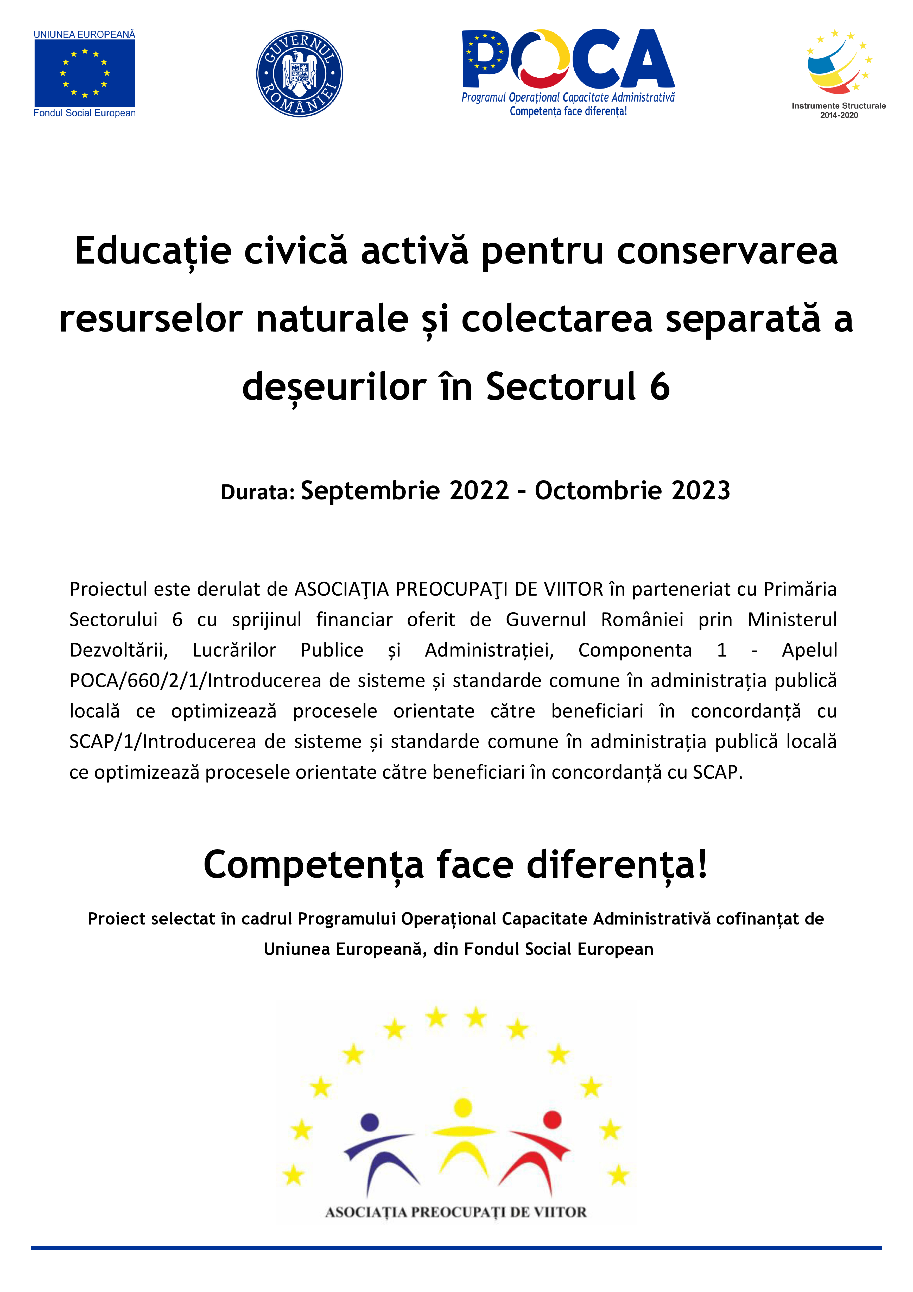 Read more about the article Educație civică activă pentru conservarea resurselor naturale și colectarea separată a deșeurilor în Sectorul 6